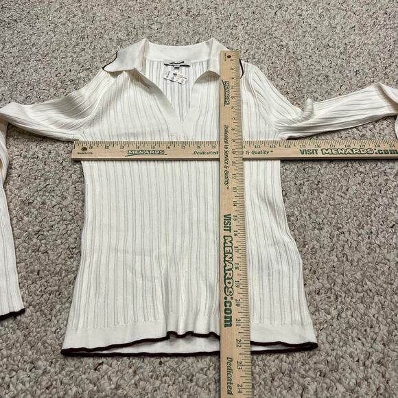 NWT Madewell The Signature Knit Johnny Collar Sweater M Cream Preppy Old Money - Picture 2 of 8